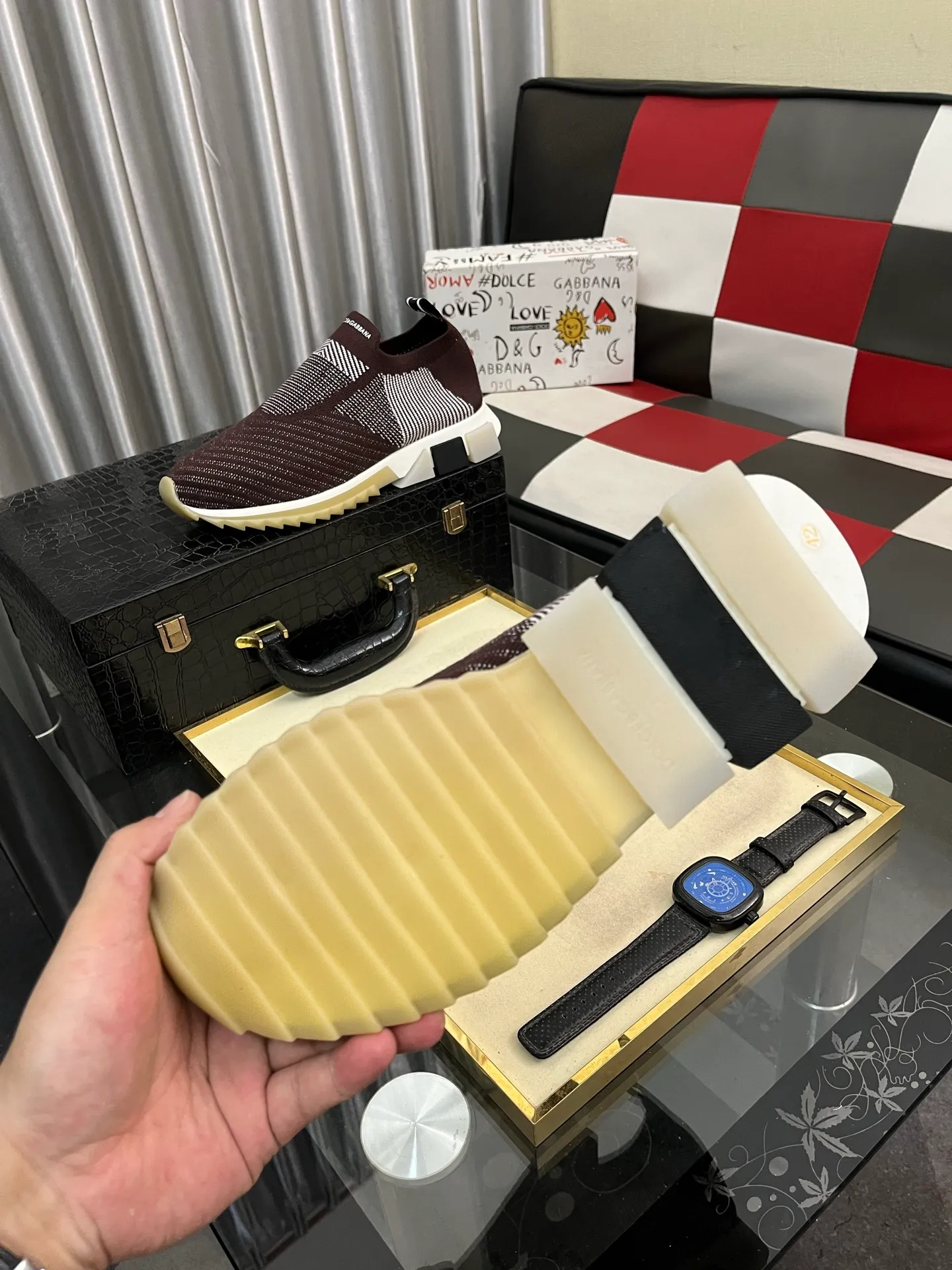 Men's men's shoes💰340⌚️⌚️【DG～】men's casual shoes 2022z cabinet simultaneous sale 🔶🔷🔜The upper is made of cowhide spliced fabric ➕Mesh lining, which is comfortable and breathable. The sole is: the original comfortable and wear-resistant outsole, ⚠️The real thing📱Photographed🎬The real thing is better📢📢📢Size: 35-46